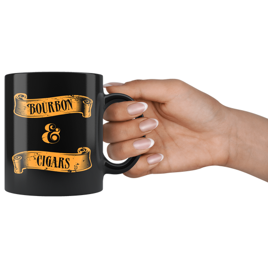 Bourbon And Cigars Mug - Black 11 oz.
