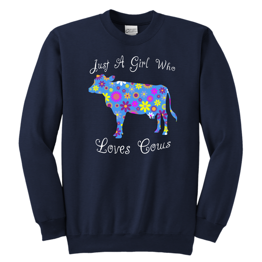 Girl Loves Cows Youth Sweatshirt
