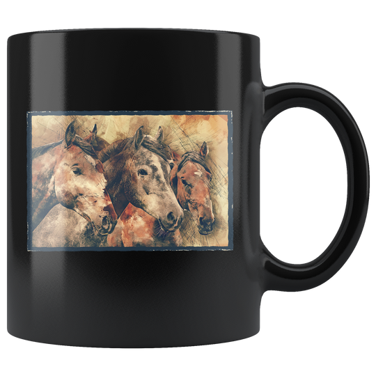 Vintage Horse Mug - Black 11 oz.