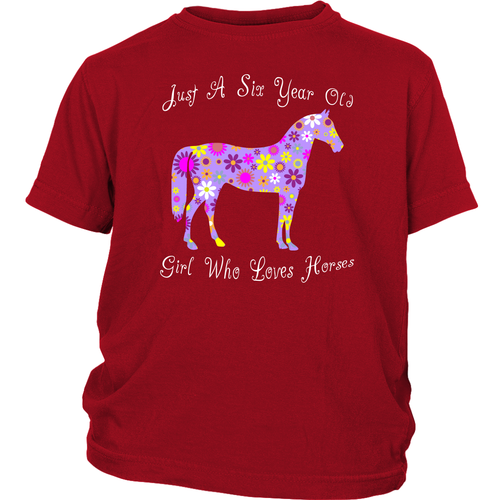 Horse Birthday Shirt 6 Year Old Girls - Red