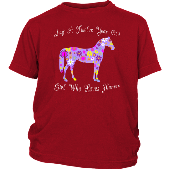 Horse Birthday Shirt 12 Year Old Girls - Red