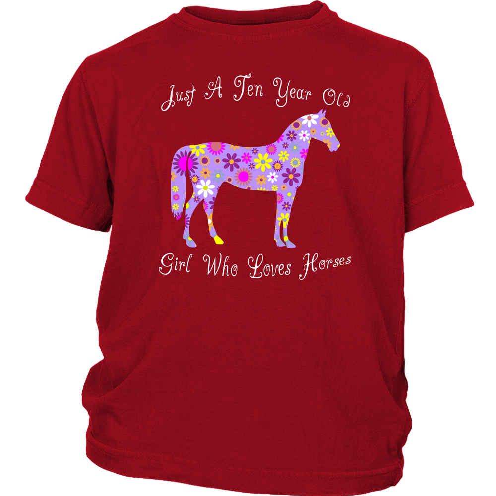 Horse Birthday Shirt 10 Year Old Girls - Red
