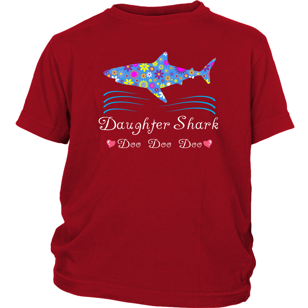 Daughter Shark Doo Doo Shirt For Girls - Red