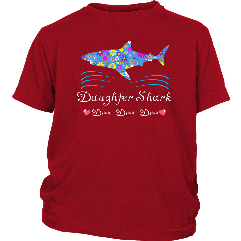 Daughter Shark Doo Doo Shirt For Girls - Red