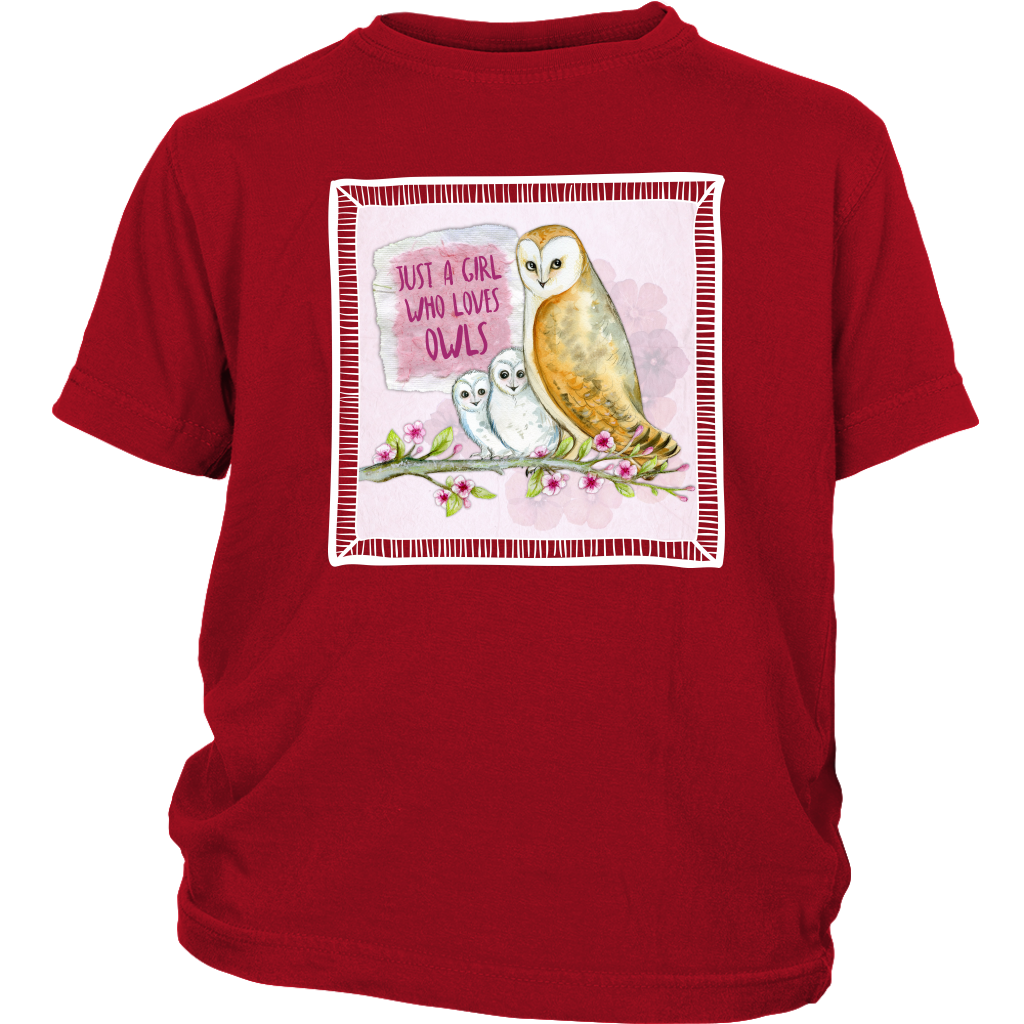 Girl Loves Owls Frame Shirt - Youth