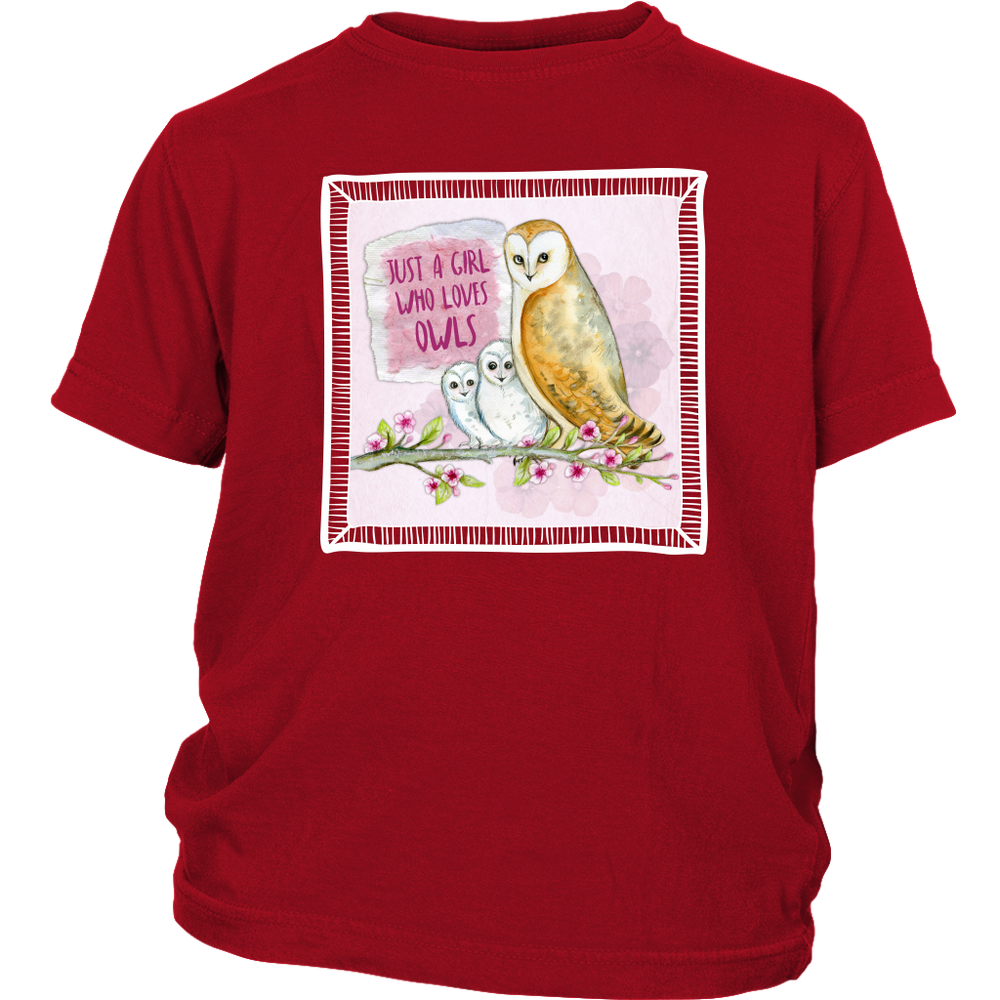 Girl Loves Owls Frame Shirt - Youth