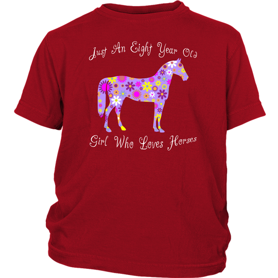 Horse Birthday Shirt 8 Year Old Girls - Red