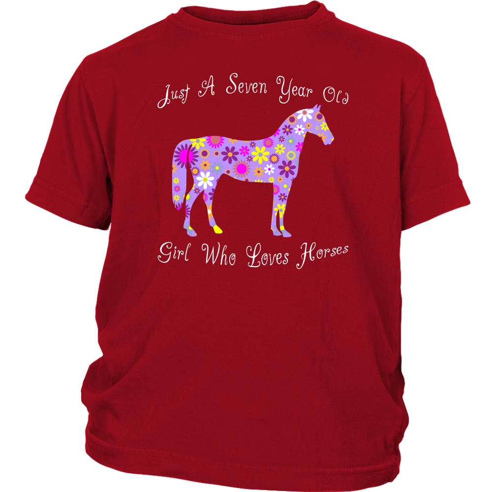 Horse Birthday Shirt 7 Year Old Girls - Red