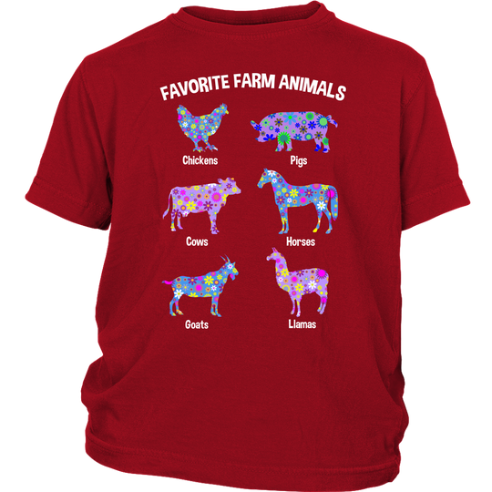 Favorite Farm Animals Shirt For Girls - Red