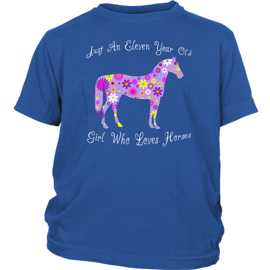 Horse Birthday Shirt 11 Year Old Girls - Blue