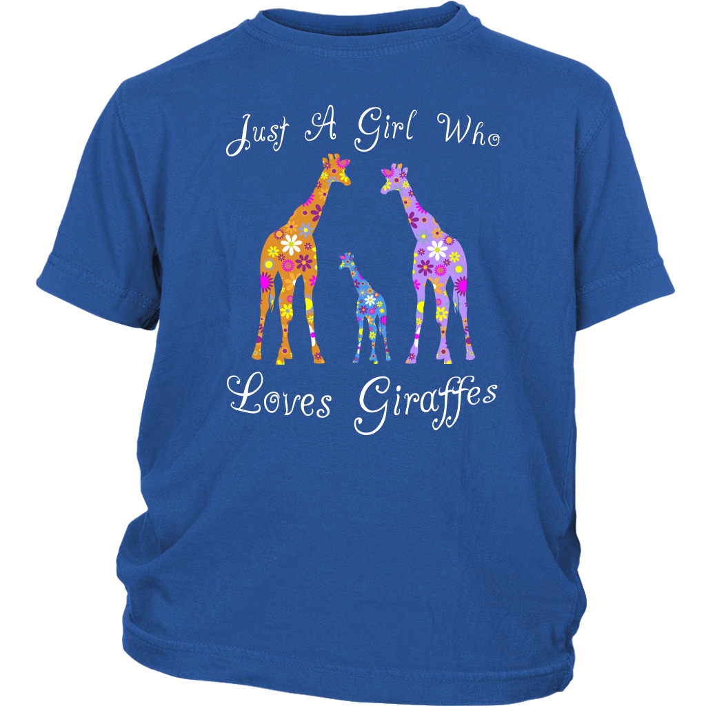 Cute Just A Girl Who Loves Giraffes Shirt - Blue
