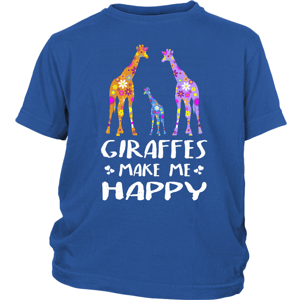 Giraffes Make Me Happy Shirt - Blue