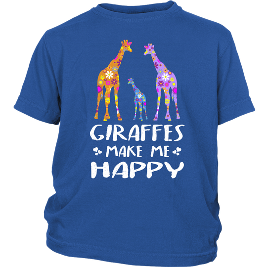 Giraffes Make Me Happy Shirt - Blue