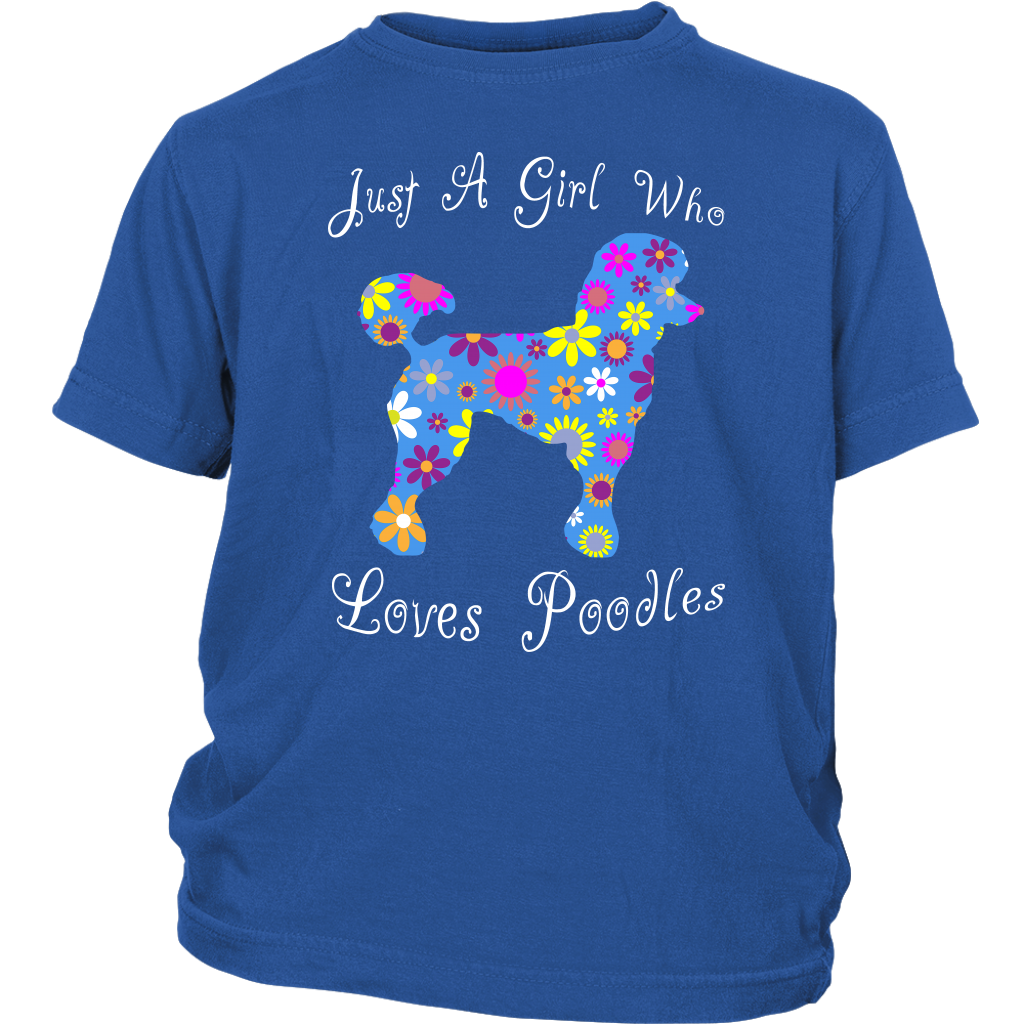 Poodle Dog Lover Shirt For Girls - Blue