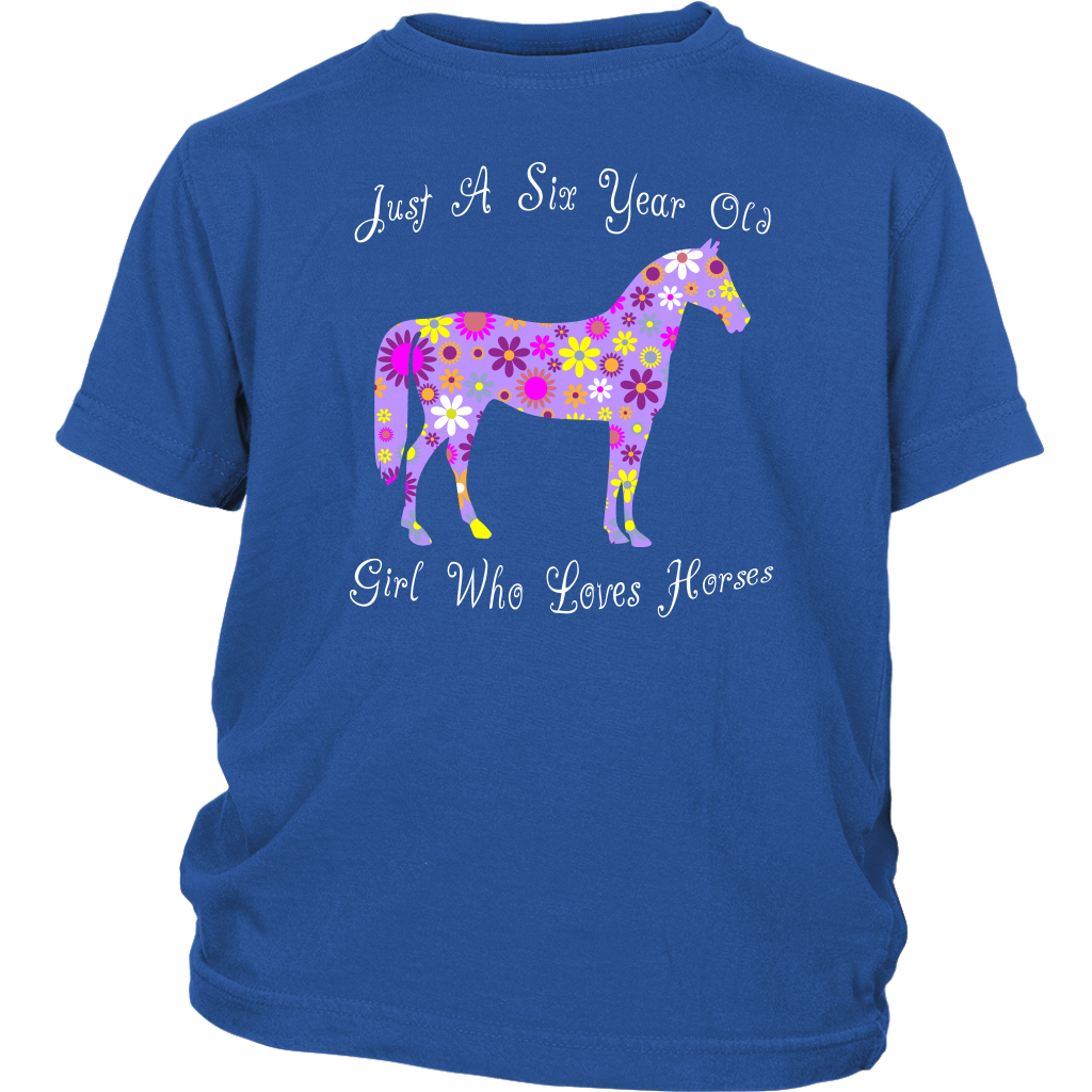 Horse Birthday Shirt 6 Year Old Girls - Blue