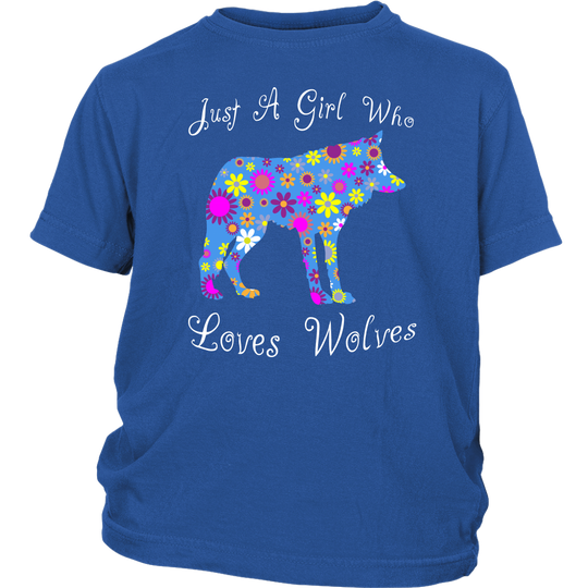 Cute Girls Wolf Lover Shirt - Blue