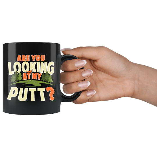 Looking At My Putt Golf Mug - Black 11 oz.