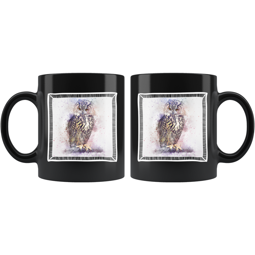 Owl Art Frame Mug - Black 11 oz.