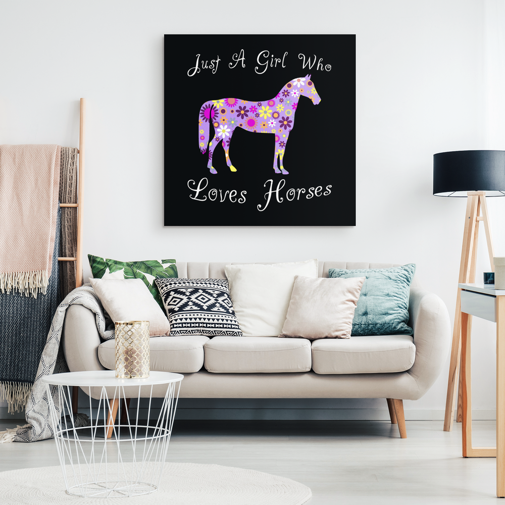 Just A Girl Who Loves Horses Canvas Wall Art - Equestrian Gifts