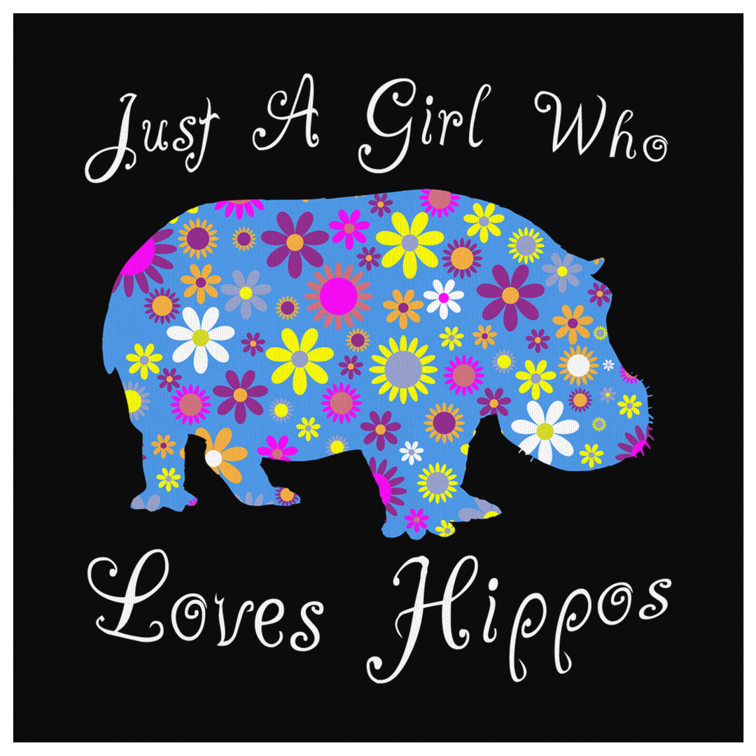 Hippo Wall Art Canvas Print For Girls And Kids
